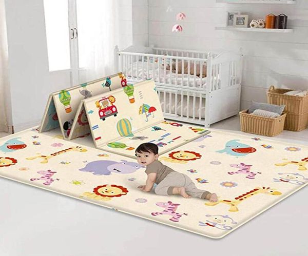 Baby Play Mat étanche LDPE Soft Floor playmat pliable Crawling Carpet Kid Game Activity Pliant Couverture réversible F5 LJ28046094
