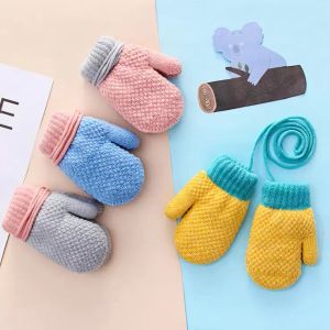 Baby Plush Handschoenen Winter Houd Warm Mittens Peuters Solid Gebreide Mitten Designer Fashion Accessoires 4 Snoep Kleuren Optionele BT6650