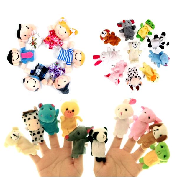 Bébé en peluche marionnettes à doigts raconter des histoires accessoires 10 pièces animaux ou 6 pièces famille poupée jouets pour enfants cadeaux enfants 231228