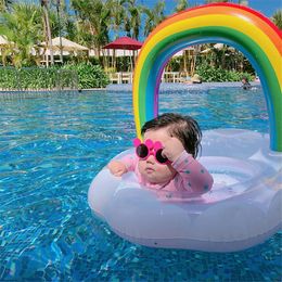Bébé piscine flotteur flamant matelas gonflable arc-en-ciel anneau de natation cercle natation enfant gonfler jouet enfants 240322