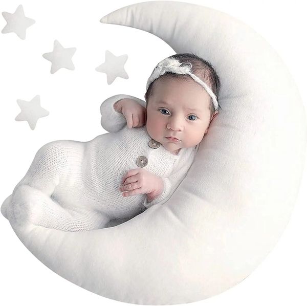 Oreiller de pose pour bébé, accessoires de photographie nés, chapeau mignon, haricots colorés, étoiles de lune, ensemble de tournage pour cadeaux pour nourrissons, 240127
