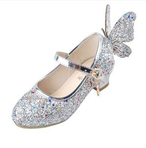 Baby prinses meisjes schoenen sandalen voor kinderen glitter vlinder lage hak kinderen schoenen meisjes partij enfant Meisjes Schoenen GA581