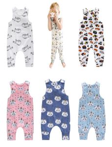 Baby Print Rompers 81 ontwerpen Boy Girls Alpaca Unicorn Dinosaur Air Balloon Pasgeboren baby Kinderen Zomerkleding Jumpsuit PlaySu3909540