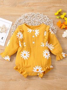 Baby Printed Front Button Ruche Jumpsuit Zij