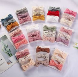 Accessoires pour cheveux oreilles de lapin pour bébé, bandeau à nœud mignon pour enfants, ensemble de trois pièces en coton, bricolage