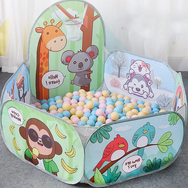 Baby Rail 1.2M Kids Playpen Playground Baby Ball Pit Balls Piscina seca con aro de baloncesto Carpa para niños Parque portátil para niños Globos Juguetes 230621