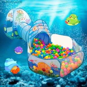 Baby Rail 3 In 1 Kinderen Ballenbad Baby Ballon Kinderbox Draagbare Kids Tent Ball Pit Kruipen Tunnel Kid speeltuin Yard Room Pool GiftL231027