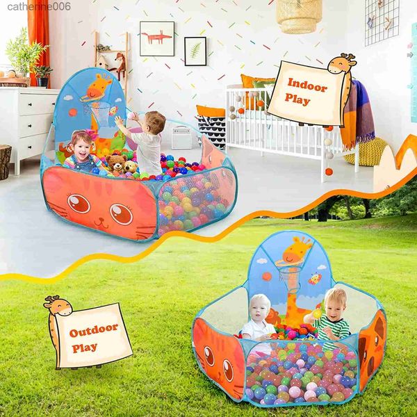 Tente de piscine à balles pour enfants Baby Rail Tente de jeu pliable portable avec panier Sports d'intérieur en plein air Jouet éducatif Cadeaux de vacances L231027