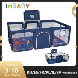 Baby Rail IMBABY Baby Boxen Grote Baby Speeltuin Cartoon Kinderbox voor Kinderen Basketbal Baby Activiteit Hek Zwembad Ballen Park voor Baby 230707