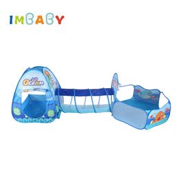 Baby Rail Imbaby Foldable 3 In 1 Playpen voor kinderen draagbare Kid Tipi Tent Crawling Tunnel Dry Ocean Ball Fence Play Pool Connected 230520