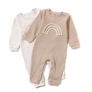 Baby Rainbow Rompertjes Peuter Jumpsuits Zachte Katoen Plain Bodysuits Lange Mouw Baby's Jumpsuit Kleding M3856