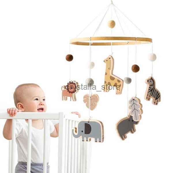 Baby Rattle Toy 0-12 mois en bois nouveau-né forêt forme animal forme de musique lit cloche suspendue support