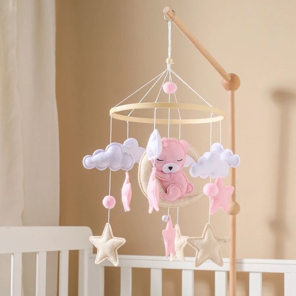 Baby Rattle Toy Bed Bell Rose Bear suspendu 012 mois né en bois mobile Music Cribut support accessoires pour nourrissons 240409