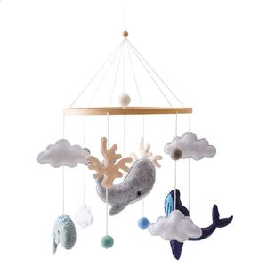 Bébé hochet jouet doux feutre océan mobile en bois sur le lit né boîte à musique lit cloche suspendus jouets support support infantile berceau jouets 240129