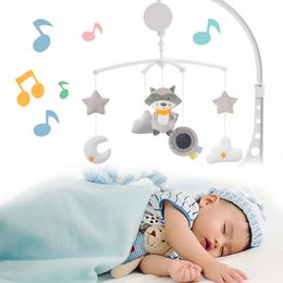 Babyrammelaars Wieg Mobiles Speelgoedhouder Roterende Mobiele Bed Bel Muziekdoos 012 Maanden geboren Baby Speelgoed Beugel 240226
