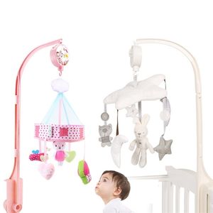 Bébé hochets berceau mobiles jouet doux lapin boîte à musique avec support bras jouets sensoriels nouveau-né rotatif lit cloche peluche jouet 210320