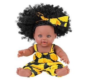 Baby Reborn Dolls Toy Black Girl Dolls 30cm Zwarte Baby Dolls Green African Toddler Reborn Baby Soft Toy Girl Kid Todder A515 Y20011278Q2536426