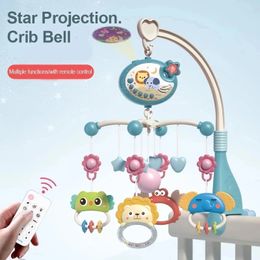 Baby Remote Control Bed Bell kan een vaste rammelaar 360 graden roterende cartoon hanger projectie met muziekbox entertainment 240226 worden