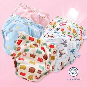 Baby Reusable Diapers Panties Potty Training Pants For Children Ecological Cloth Diaper Washable Toilet Toddler Kid Cotton Nappy 211028