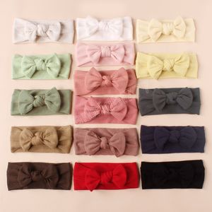 Baby Geribbelde Hoofdband Meisje Zachte Knoop Hairban Kinderen Haaraccessoires Pasgeboren Fotografie Props Effen Tulband Headwrap