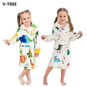 Baby gewaad flanel kinderen badjas met lange mouwen met lange mouw kap kinderen slaapkleding heerlijk cartoon dieren kind nachtjurk jongen meisjes pyjama lj201216