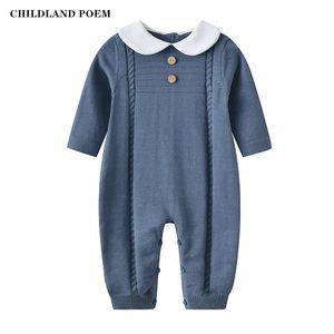 Baby Romper Jongens Jumpsuit geboren Gebreide Babykleertjes Baby Boy Romper Speelpakje Katoen Lange Mouw Baby Overalls Jongen Onesie 240116