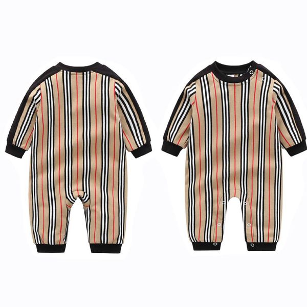 Bébé barboteuse vêtements bébé barboteuses printemps automne coton design rayure enfants concepteur vêtements pour bébés combinaisons