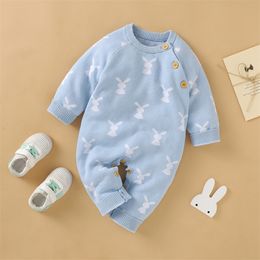 Baby Romper Cotton gebreid geboren jongen meisje jumpsuit outfit lange mouw herfst peuter baby winterkleding schattig konijn onesies 220514