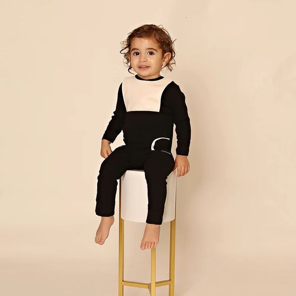 Bébé barboteuse enfants vêtements sans couture élégant en cuir et coton ensemble bébé salopette garçon filles longue barboteuse automne noir barboteuse 240304