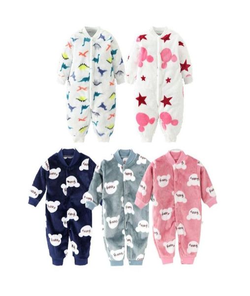 Bébé barboteuse hiver nouveau-né garçon fille vêtements mignon imprimer chaud infantile bébé doux polaire combinaison pyjamas filles vêtements 1035731462