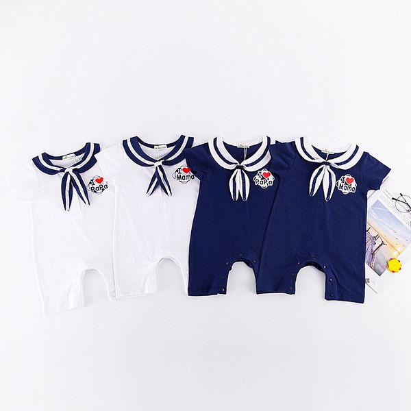 Bébé Barboteuses 2018 Date Vente Chaude Casual Nouveau-Né Marine Style Vêtements Bébé Garçon Fille Combinaisons D'été À Manches Courtes Sailor Outfit Bébés Cothes