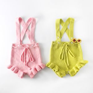 Baby rompertjes 2018 zomer pasgeboren baby backless bretels romper jumpsuit baby baby gebreide trui rompertjes jongens meisjes kleding 2 kleuren