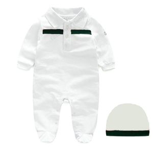 Bébé barboteuses garçon fille enfants 1-2 ans nouveau-né 100% coton nouveau-né manches longues manches courtes combinaison chapeau 2 pièces ensemble G001