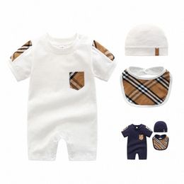 Baby Rompers Boys Girls Jumps Curchs Kids Clothing Designer G Lettre Stripe Plaid Cotton Nouveau-né à manches longues Chapeaux de combinaison à manches courtes à manches courtes WH L2QP #