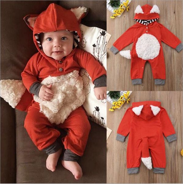 Bébé Barboteuses Garçons Zipper Fox Combinaisons Enfants Vêtements De Marque Infant Manches Longues Bodys Coton Onesie Salopette Grimper Vêtements DYP6915