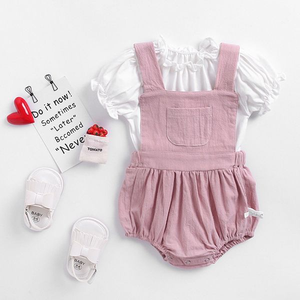 Baby Rompers Coton Combinaison Summer Girls Bodys T-shirts pour bébés + 2pcs / Set Vêtements Creeper 210429
