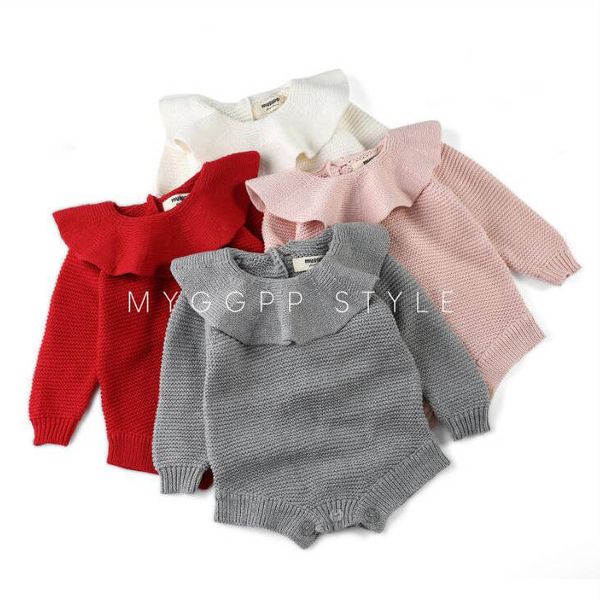 Bébé Barboteuses Filles Vêtements Toddle Tricot Hiver Combinaisons Nouveau-Né Triangle Onesies Infantile Mode Bodys Enfants Princesse Blouse Tops D6287