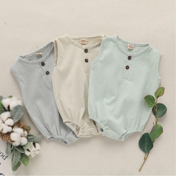 Bébé Barboteuses Infantile Garçons Filles Triangle Combinaisons Nouveau-Né D'été Solide Sans Manches Body Boutique Coton Lin Oneise Combishorts CYP439