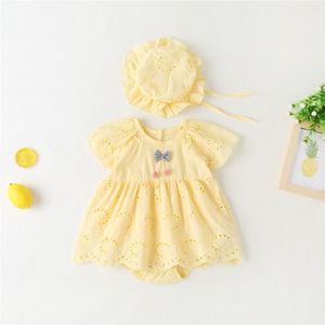 Baby Rompers Clothes Kids Childfants Jumpsuit Summer Thin New-Born Kid Clothing avec chapeau rose jaune blanc t6fi #