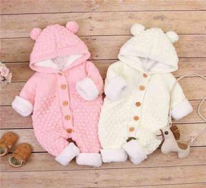 Barboteuse tricotée pour bébés garçons et filles, combinaisons d'automne et d'hiver, douce, chaude et épaisse, pour nouveau-né, salopette polaire 024M H08209243439