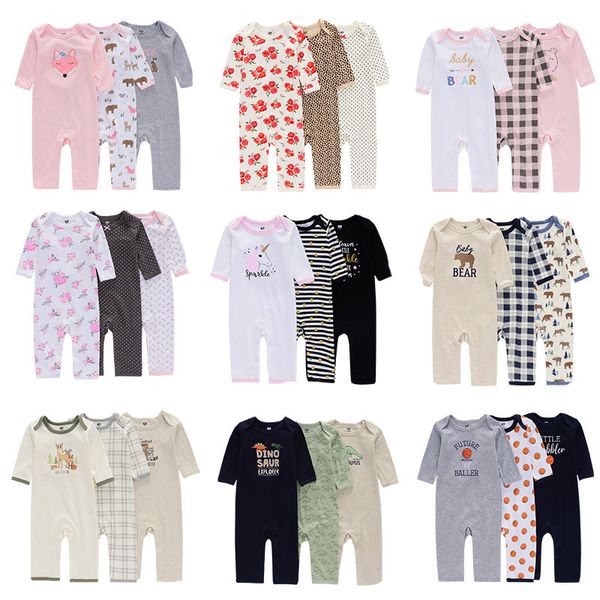 Baby Strampler Langarm 100% Baumwolle Leinen Druckmuster Neugeborenen Baby Mädchen Kleidung Baby Jungen Einteiliges Outfit Säuglingsspielanzug