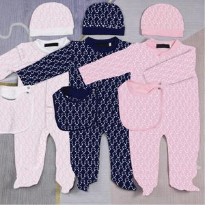 Mamelucos para bebés Monos recién nacidos Conjuntos para recién nacidos Marca de diseñador Ropa para niñas Ropa para niñas Traje Mono Mono para niños Mono para bebés Sombrero babero v16X #