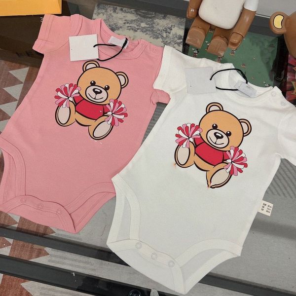 mamelucos del bebé de una pieza para niños recién nacidos carta clásica estampado de oso moda niños niña mono superior lindo conjunto infantil niño cómodo triángulo bebés pijama E7db #