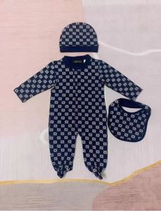 Pasgeboren Baby Meisjes Romper Onesies 3 stks/set met Cap Katoen Beer Gedrukt Jumpsuit Een stuk Onesies Jumpsuits Peuter Baby Kids Designer Kleding