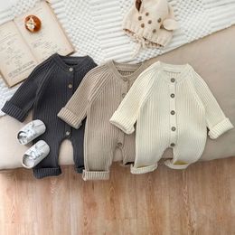 Baby Rompertjes Winter Dikker Body Voor Kinderen Warme Baby Jongen Meisjes Peuter Gebreide Romper Geboren Meisje Kleding 240318