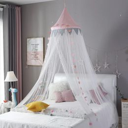 Babykamer muggen net kindbed gordijn luifel ronde wiegje netting bed tent Baldachin decoratie meisjes slaapkamer accessoires240327