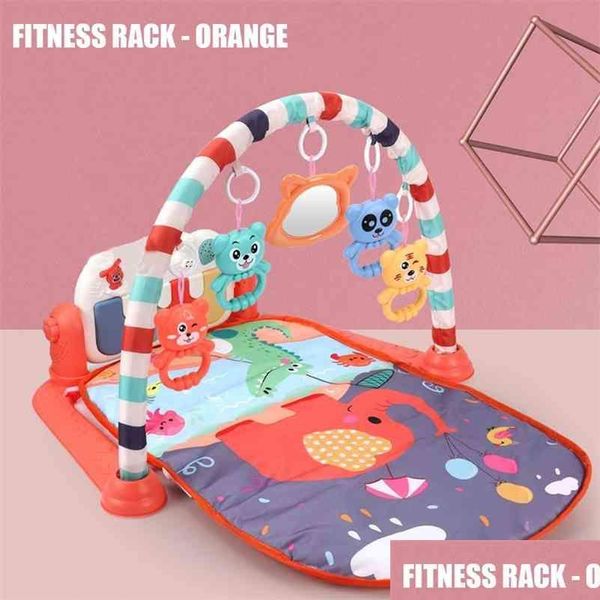 Tapis de jeu pour bébé Tapis de jeu 3 en 1 pour bébé Gym Tapis de jeu Fitness Musique Piano Suspendu Jouet Projecteur Début Éducatif Puzzle Tapis Enfants Tapis 76X56 Dhf6D