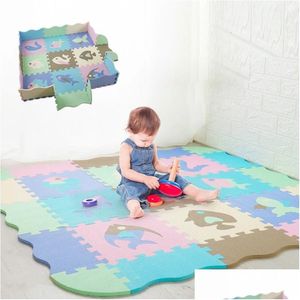 Tapis de jeu pour bébé Tapis de jeu en mousse Eva avec clôture Puzzle Tapis de sol épais pour enfants Jouets éducatifs Activité aléatoire Co Dhcxh