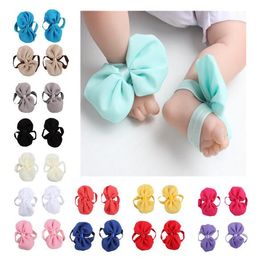 Baby Sandalen Bowknot Schoenen Cover Barefoot Foot Chiffon Bow Ties Infant Girl Kids First Walker Shoes Photography Props 14 Colors 14039