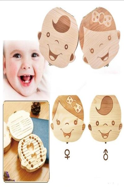 Baby Save Boîte à dents de lait Organisateur Garçon Filles Image Boîtes de rangement en bois Cadeau créatif pour enfants Kit de voyage Espagnol Anglais 10 Languag6444156